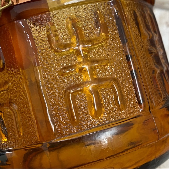 Vintage 70’s Princess House Amber Etched Glass Hanging Planter Plant Holder - Picture 12 of 13
